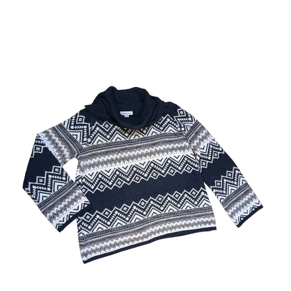 Coldwater Creek Blue & White Fair Isle Sweater Size Large